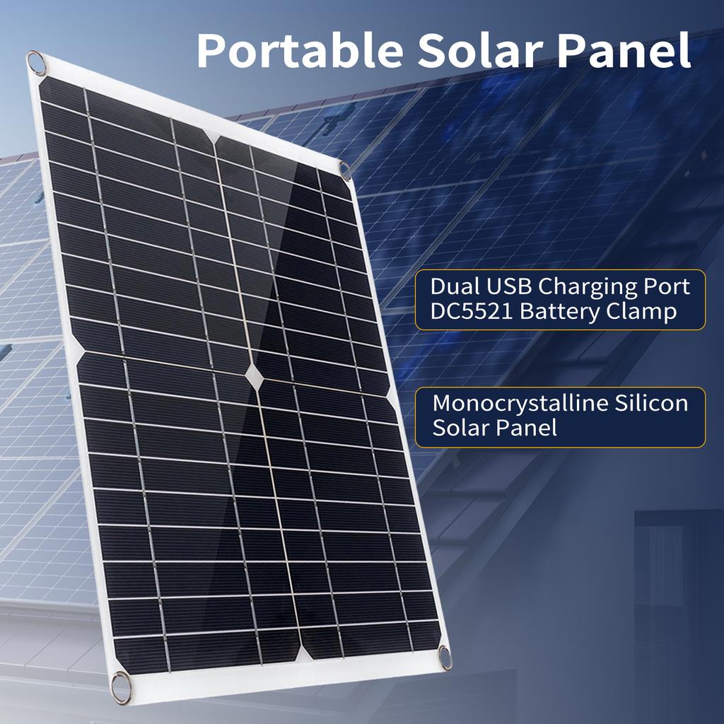 Portable 300W Solar Flexible Panel Kits Monocrystalline Silicon Solar Panel with 60A Controller Dual USB Charging Port DC5521