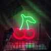 Cherry Neon Lamp LED Neon Signs Lamp USB and Battery Powered Neon Light Strip IP65 Waterproof Wall Hanging Night Light Art Neon