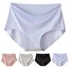 Женские трусики из ледяного шелка, подтягивающие бедра, хлопковые трусы с высокой талией, бесшовное дышащее однотонное нижнее белье