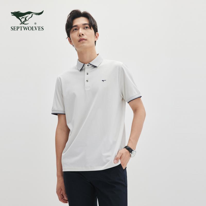 Mulberry Silk High Yarn Weaving Clear Color Short Sleeve POLO Commuter Executive T-shirt