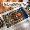 Leopard Theme Crystal Velvet Floor Rug Personalized Custom Name Text Warm Carpet Home Decoration