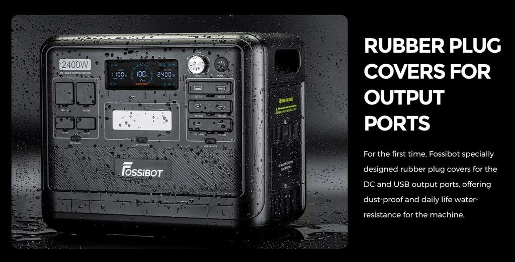 FOSSiBOT Портативная электростанция F2400, аккумулятор LiFePO4 2048 Вт·ч, выходная мощность солнечного генератора 2400 Вт, 16 выходных портов