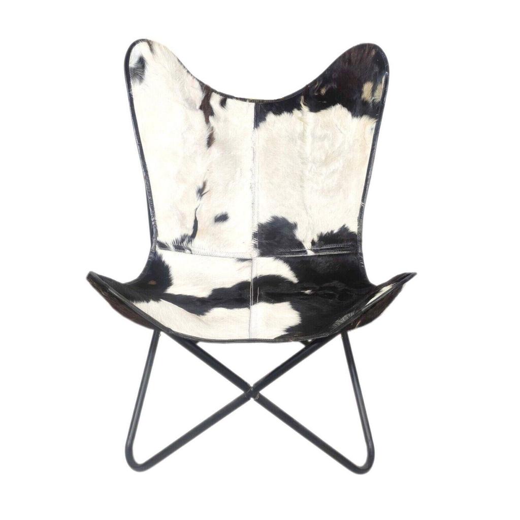 Кресло - Черно-белое кожаное кресло для отдыха – Кожаное кресло-бабочка