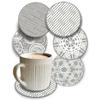 [Set of 5] Stylish, Nordic-inspired, Washable Silicone Coasters, Round, Non-Slip, Anti-Scratch, Black, Gray, and Navy Blue (5-Piece Mix, Light Gray)