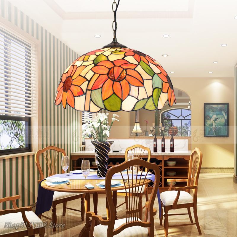 Подвесные светильники в стиле барокко Тиффани, витражное стекло, подвесной светильник для дома, гостиной, столовой, лампы E27 110-240 В