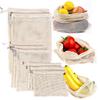 Reusable Cotton Mesh Bags Home Kitchen Fruit Vegetable Storage Bag with Drawstring
