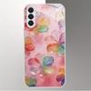 Pink floral patterned glass phone case suitable for Samsung Galaxy S26 S25 S24 S23 S22 S20 FE/Ultra/Plus anti drop back cover