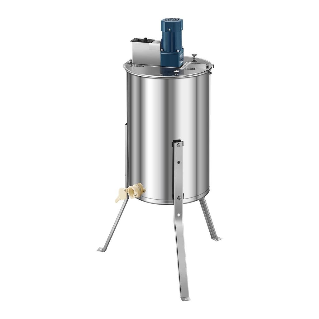 VEVOR Electric Honey Extractor, 3 Frame Honey Spinner with Transparent Lid, 140W Stainless Steel Honeycomb Drum Spinner, Height Adjustable