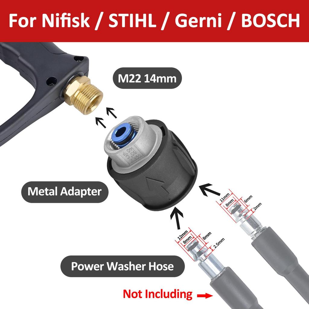 Pressure Washer Water Gun Kit for Car Cleaning Hose Connector For Karcher Nilfisk Parkside Bosch Quick Connector Nozzles