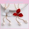 Элегантное длинное ожерелье с красным цветком для женщин со стильными кисточками и привлекательным дизайном для осенне-зимней моды