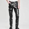 Мужские брюки из искусственной кожи, облегающие эластичные глянцевые однотонные дышащие мягкие карманы со средней талией, уличная одежда до щиколотки, клубные брюки-карандаш в стиле хип-хоп