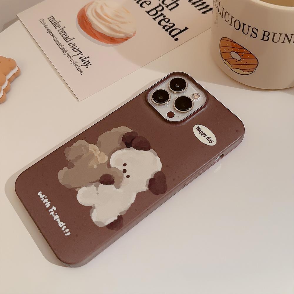 Применимо к 13 iPhone 15 Promax Коричневый щенок 16 Philin 11 Осень и зима Милый 14 Матовый
