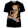 Мужской и женский топ с рисунком самурая, футболки с 3D принтом, повседневные забавные футболки в стиле Харадзюку, крутая уличная футболка с короткими рукавами