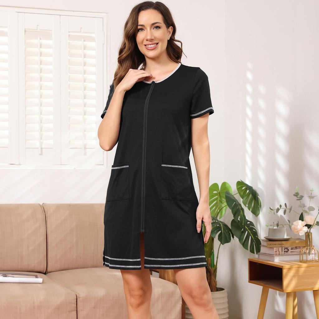 Женские пижамы для сна с короткими рукавами на молнии для беременных и кормящих мам, свободная ночная рубашка для кормления грудью и послеродового периода