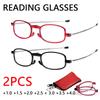 2PCS Fashion Women Reading Glasses Men Vintage PC Frame Presbyopia Eyeglasses Ultralight Hyperopia Eyewear +1.0 +4.0