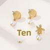  Creative Star Seashell Zircon Earrings 6 Piece Set for Women Electroplated Alloy Vacation Style Fresh and Sweet