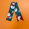 Ribbon Headband Christmas Silk Scarf Printed New Year Scarf Retro Long Scarf  Women