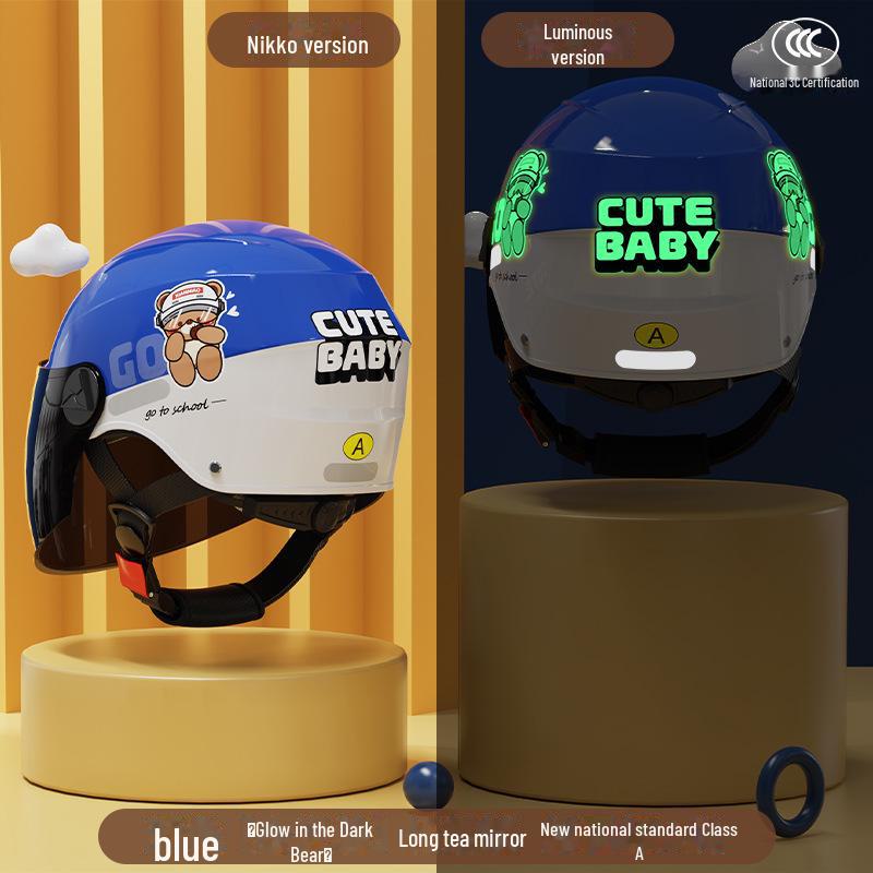 Детский сертифицированный 3C электрический шлем - солнцезащитный, всесезонный полушлем для мальчиков и девочек