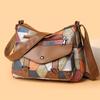 Contrasting Color Bag Women's Large-capacity Retro Middle-aged and Old Mother Bag Casual Multi-compartment Lightweight Shoulder Messenger Bag