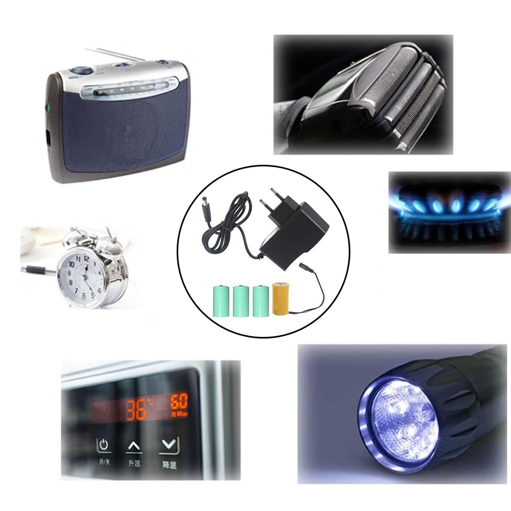 Универсальный AC100-240V до 6V1A LR20 D фиктивная батарея, кабель питания, линия для устранения батареи, заменяет 4 шт., 1,5 В для настольной лампы