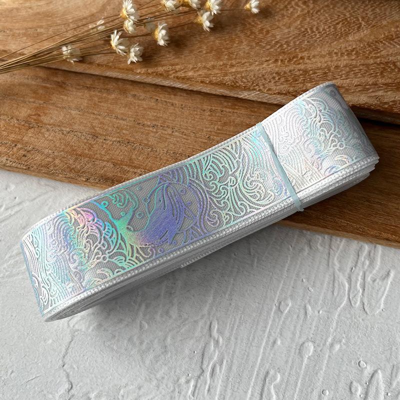 2,5 см x 4,5 м/рулон Несколько цветов Головной убор Шляпа Горячее тиснение Узор Брошь Значок Лазерный узор Подарочная коробка