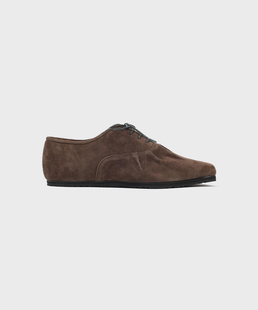 Firenze Atelier [Vibram] Shirring Detail Unisex Casual Derby 8800 [Dark Brown Suede]