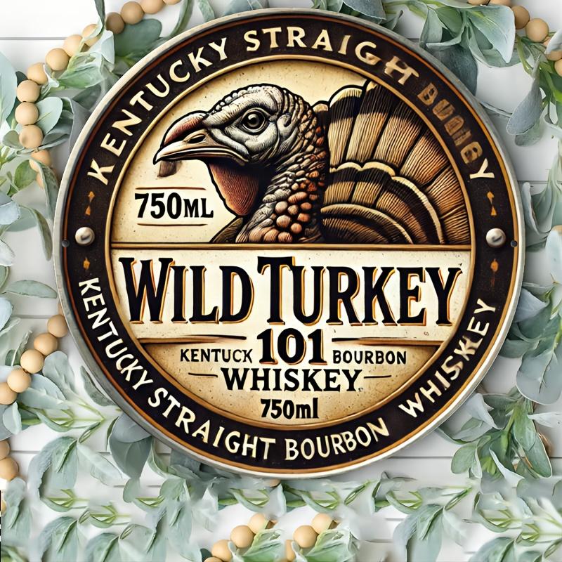 Винтажная алюминиевая табличка Wild Turkey Bourbon Рустикальная круглая настенная Оконный декор для дома, спортзала, кафе, бара, кухни