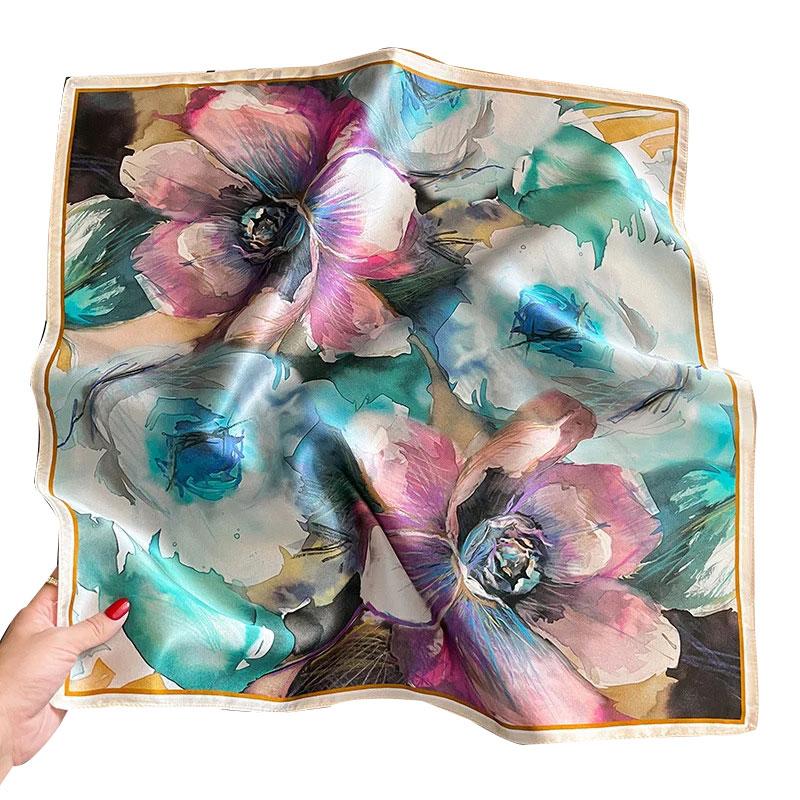 Scarf 100% Silk Bandana Women Square Scarves Wrap Kerchief Mulberry Spring High Quality Headband Hijab Shawls Foulard Head