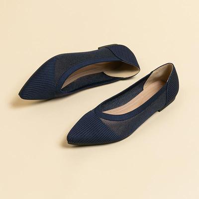 Туфли женские однотонные трикотажные с мягким дном, с острым носком, с неглубоким вырезом, большие размеры 34-43