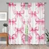 2 шт. розовые шторы с принтом бантиков, подходят для украшения спальни, гостиной, кухни, домашнего декора, украшения окон