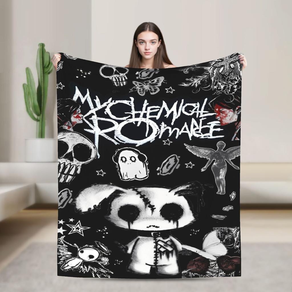 Пледы с изображением группы My Chemical Romance Рок-альбомы Шерстяные Забавные Теплые Пледы для Спальни Гостиной Весна Осень