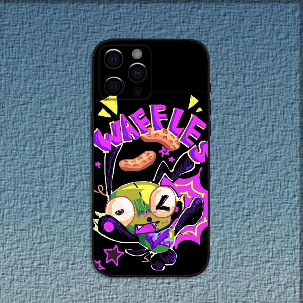 Мультяшный чехол для телефона I-Invader Zim Gir для iPhone 16,15,14,13,12,11,Pro,X,XS,Max,XR,Plus,Mini Мягкий черный чехол