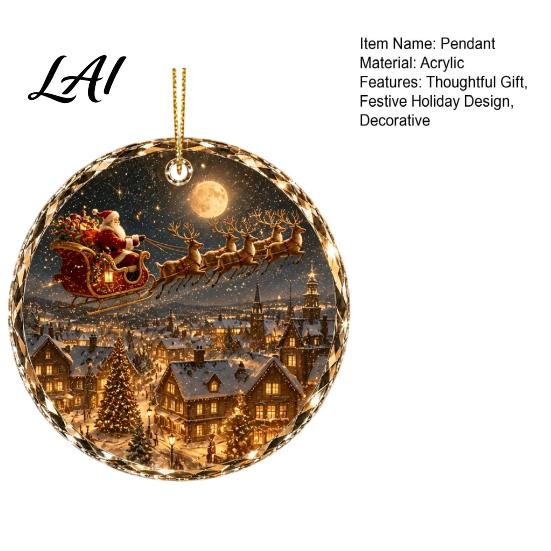 Decorative Winter Landscape Figurine Christmas Scene Acrylic Ornament for Holiday Tree Decor Hanging Decor Keepsake Party And Seasonal Home