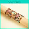 Three Layer Winding Leather Beaded Bracelet With Agate Stones For Women Gift