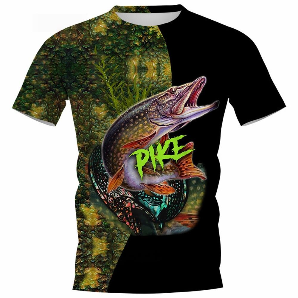 Summer Popular Carp Fishing Full Print T-Shirt for Men Fishing Apparel 3D Catfish Print T-Shirt Short Sleeve Casual Loose Top