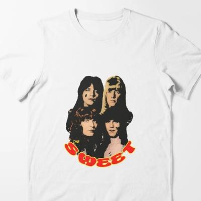 ГОРЯЧАЯ НОВИНКА Белая футболка с принтом Sweet band Унисекс Все размеры от S до 5XL KK1452 Унисекс Футболка