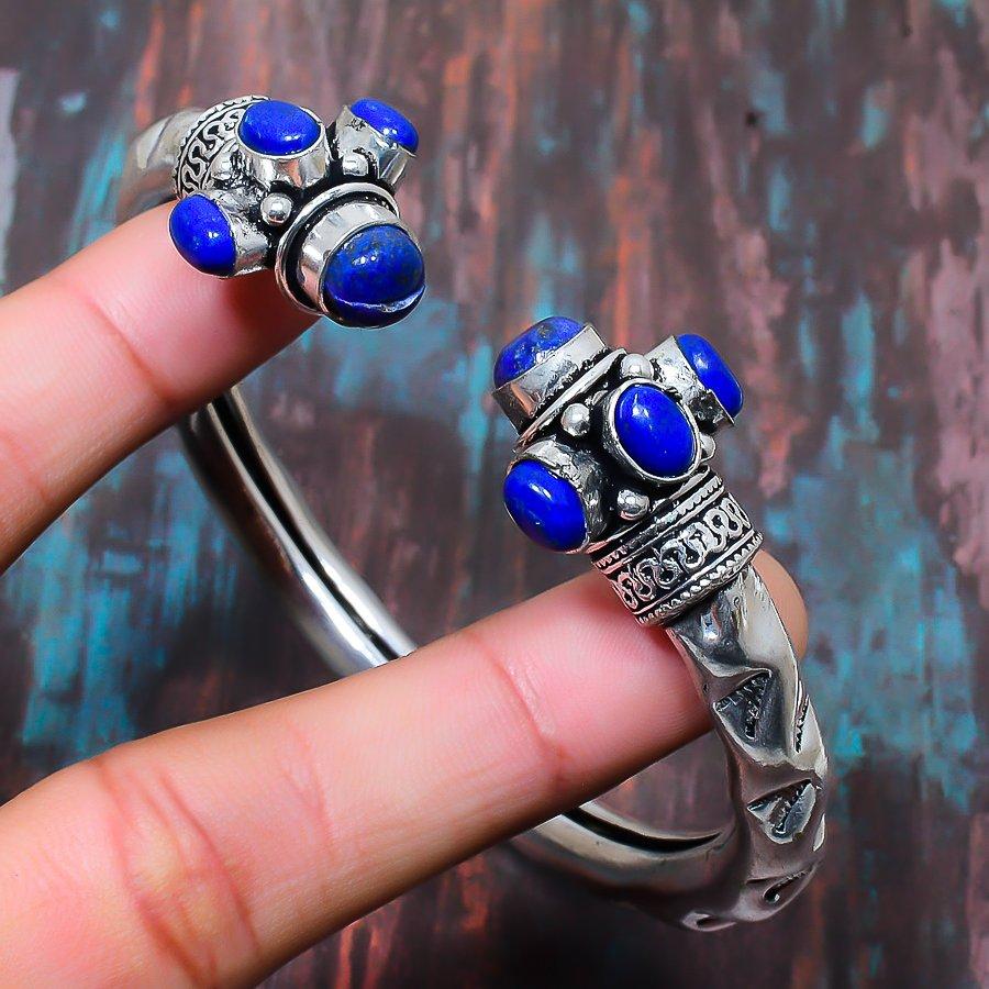 Wonderful Lapis Lazuli Gemstone Handmade 925 Sterling Silver Cuff Bracelet Adjustable