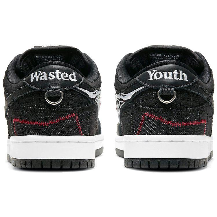 Wasted Youth x Nike Dunk Low SB Черный деним Унисекс Кроссовки Университетский красный Белый DD8386-001