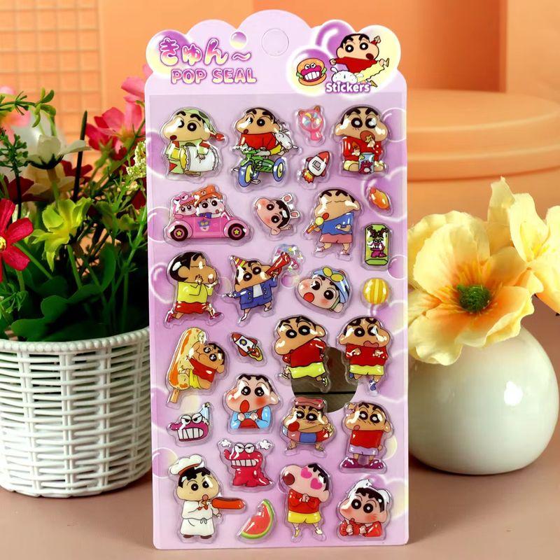 Hot Kawaii Crayon Shin 3D Embossed Stickers Cartoon Diy Mobile Phone Tablet Decoration Anime Stickers Student Account Stickers
