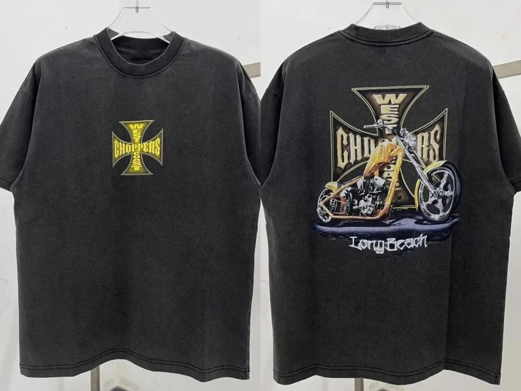 Новая классическая футболка 2026 года West Coast Choppers с винтажным принтом, хлопковая, с круглым вырезом, повседневная, стандартного кроя, унисекс, летний топ