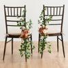 2 комплекта украшений для стульев на свадьбу, церковная скамья, искусственные цветы, зелень, гирлянды, скамья, церемония, прием, цветочный искусственный фон, роза, вечеринка на открытом воздухе