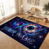 Space Cosmic Theme Crystal Velvet Floor Rug Personalized Custom Name Text Warm Carpet Home Decoration