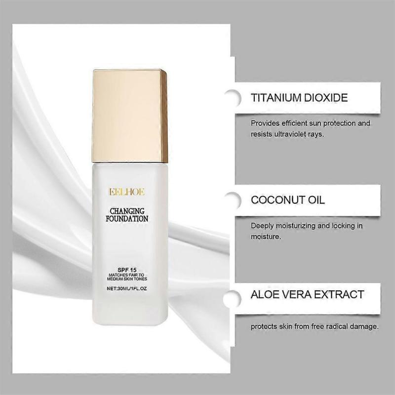 Color-Changing Foundation for Women Hydrating Magic Skin-Changing Foundation Moisturizing Lightweight Non-Greasy