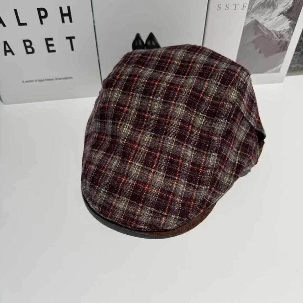 Vintage Plaid Flat Cap Breathable Polyester Beret For Casual And Office Wear