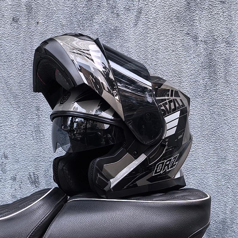 Мотоциклетный шлем ORZ-162, модульный откидной шлем-фулфейс, шлем для бездорожья на дальние расстояния со встроенной солнцезащитной шторкой