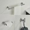 Stainless Steel No-Punch Bathroom Set: Towel Bar, Hook, Toilet Paper Holder.