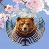 Metal Wind Chime with Rotating Brown Bear Design Outdoor Garden Decor Soothing Wind Powered Sound No Batteries Needed Handcrafted Gift
