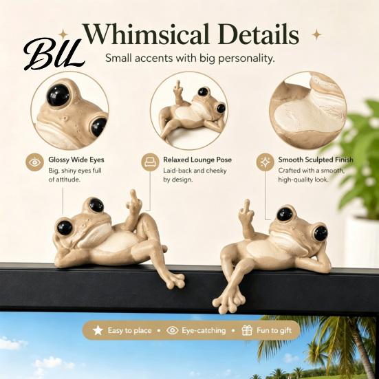 Creative Decompression Toy Funny Lounge Frog Resin Figurine, Whimsical Lazy Statue, Novelty Unique Home Decor Desk Ornament for Office Bedroom