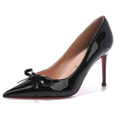 Мода Лето 2025 Новые Красные Туфли-лодочки с Острым Носом на Высоком Каблуке-шпильке Женские Туфли с Неглубоким Вырезом и Бантом