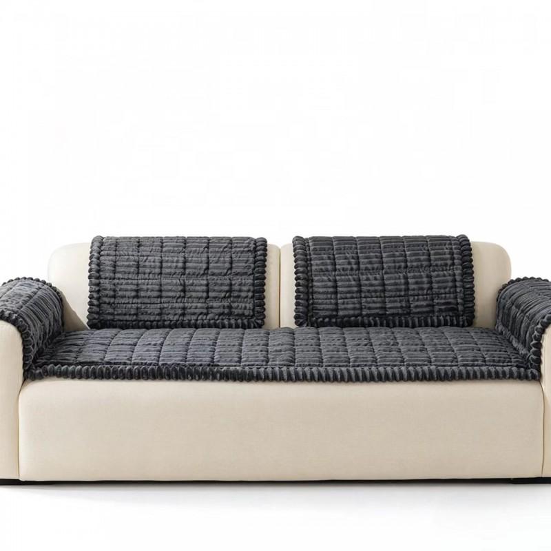 Minimalist Plush Sofa Cushion Non-Slip Winter Thick Warm Couch Cover Solid Color